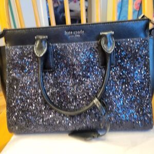 Kate Spade Black and Blue Glitter Tote Bag